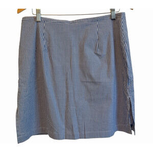 Kim Rogers Skirt Skort Womens Size 14 Blue Gingham Stretch‎ Casual Preppy NEW